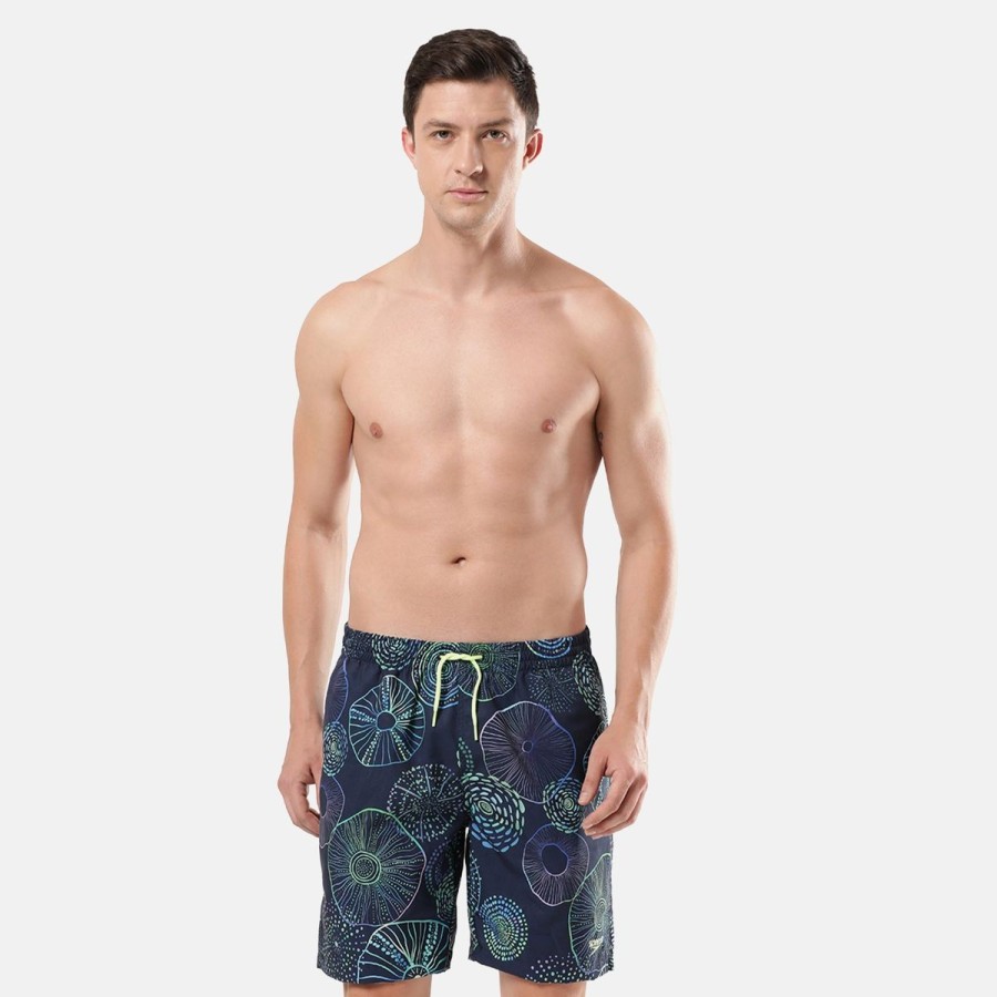 Men Speedo Swimwear And Board Shorts | Essential Redondo Allover 18" Swim Shorts True Navy/Aquarium/Fake Green/Miami Lilac