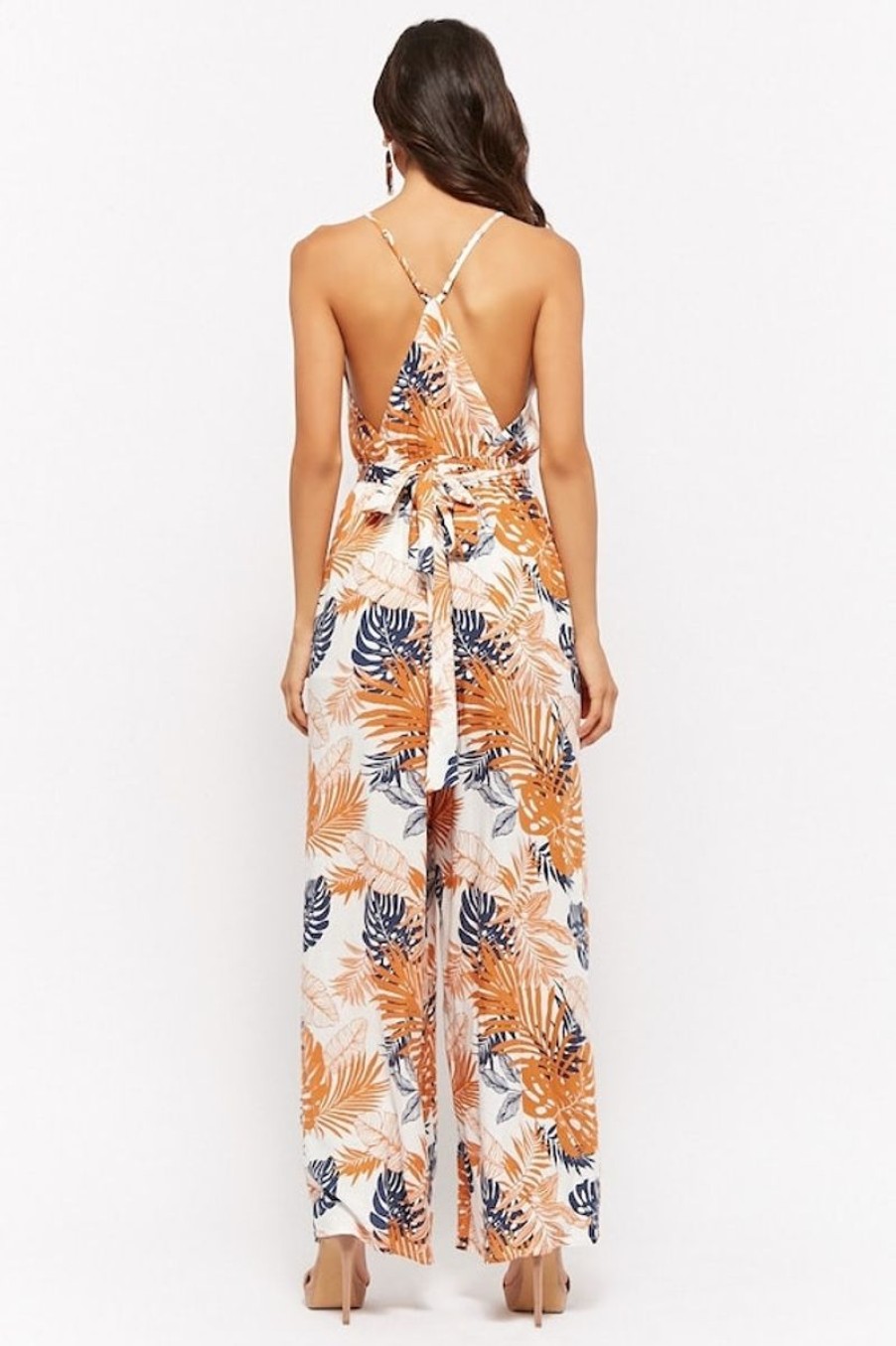 Women Forever21 Beachwear | Foliage Print Jumpsuit Multi