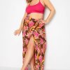 Women The Beach Company Beachwear | Floral Side Split Beach Plus Size Skirt