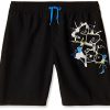 Kids Speedo Swimsuits For Boys | Speedo Watersprite Placement 17" Black/Neon Blue