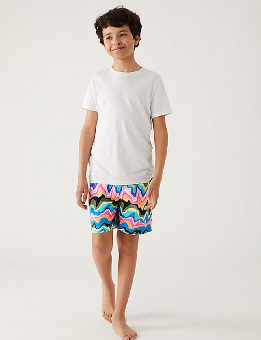 Kids Marks & Spencer Swimsuits For Boys | Holographic Print Swim Shorts Multi