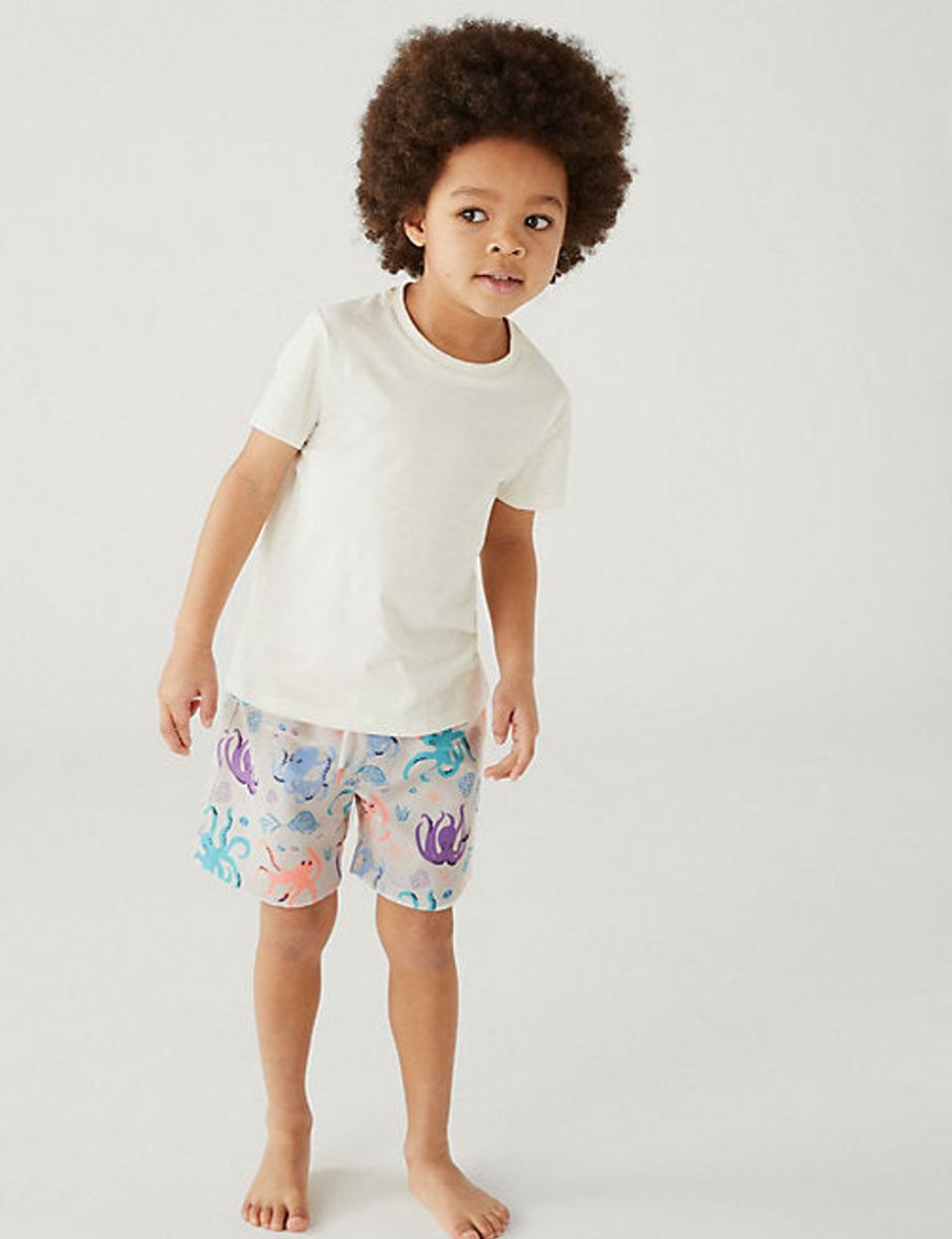 Kids Marks & Spencer Swimsuits For Boys | Octopus Print Swim Shorts Calico Mix