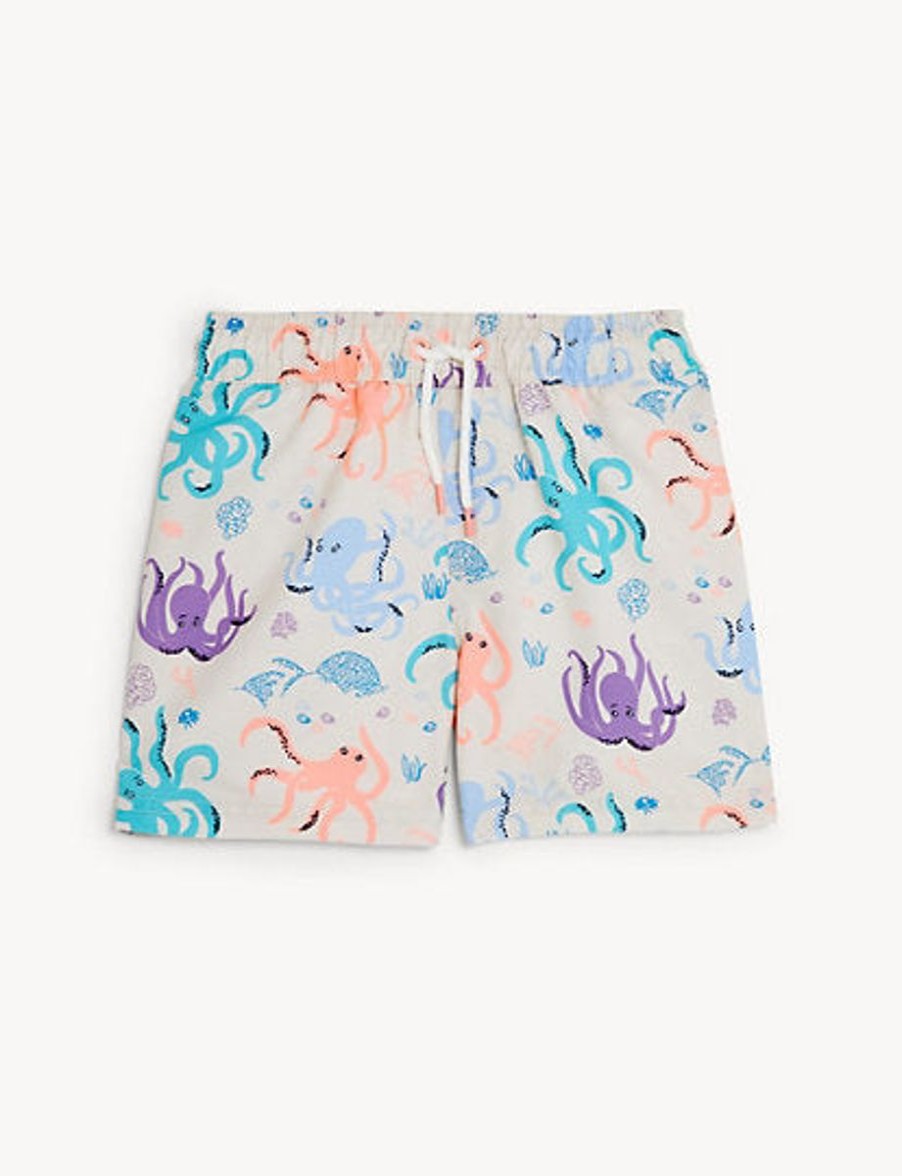 Kids Marks & Spencer Swimsuits For Boys | Octopus Print Swim Shorts Calico Mix