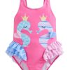 Kids The Beach Company Swimsuits For Toddlers | Sea Horse Print Ruffle Swimsuit Rose Pink