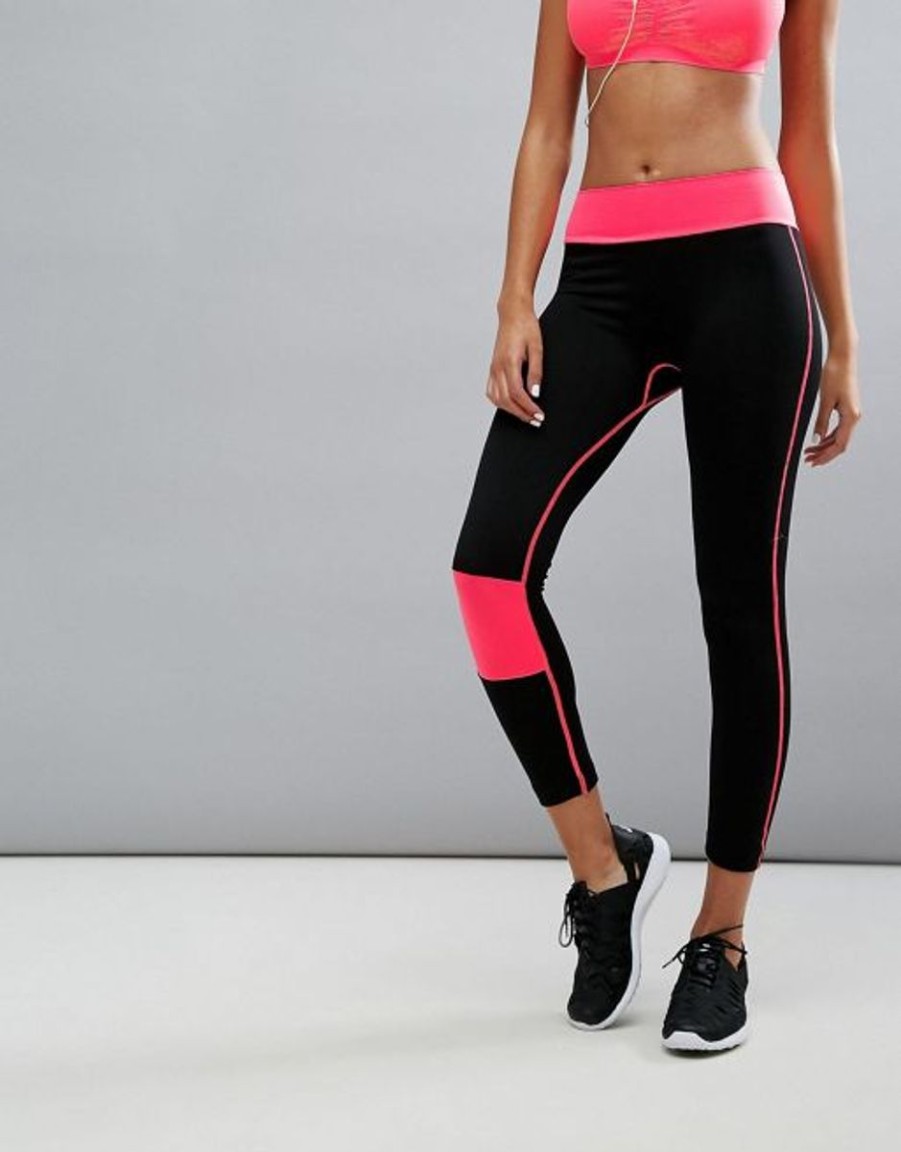 Women South Beach Activewear | Zen Black Leggings With Coral Waist