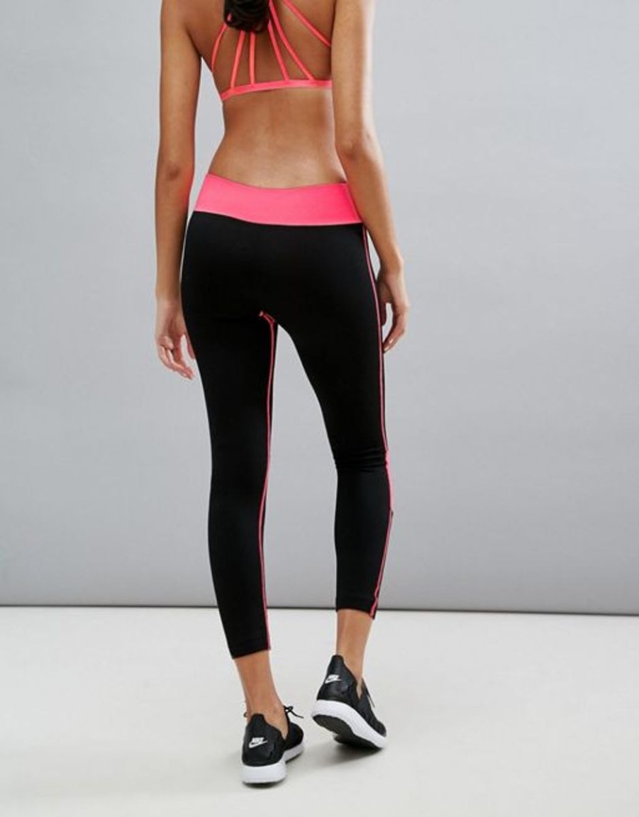 Women South Beach Activewear | Zen Black Leggings With Coral Waist