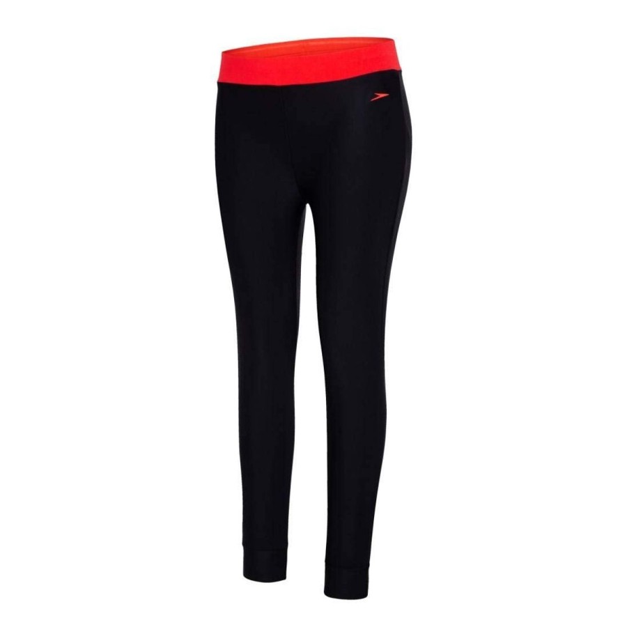 Women Speedo Bikini Sets | Speedo Contrast Active Swim Legging Black/Lava Red