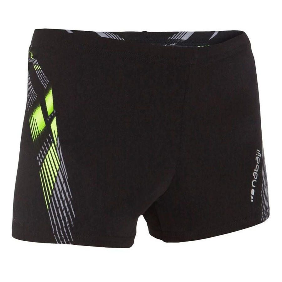 Kids Decathlon Swimsuits For Boys | Black/ Yellow Swim Shorts