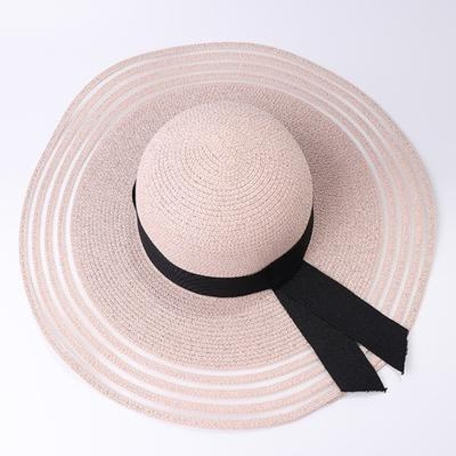 Women Vete India Beach Hats | Powder Pink Mesh Straw Hat