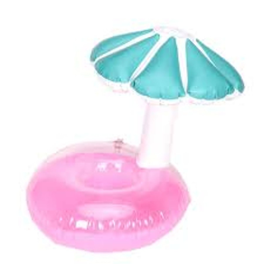 Pool Fun The Beach Company | Inflatable Umbrella Mushroom Drink Holder (Pack Of 2) Pink & Blue