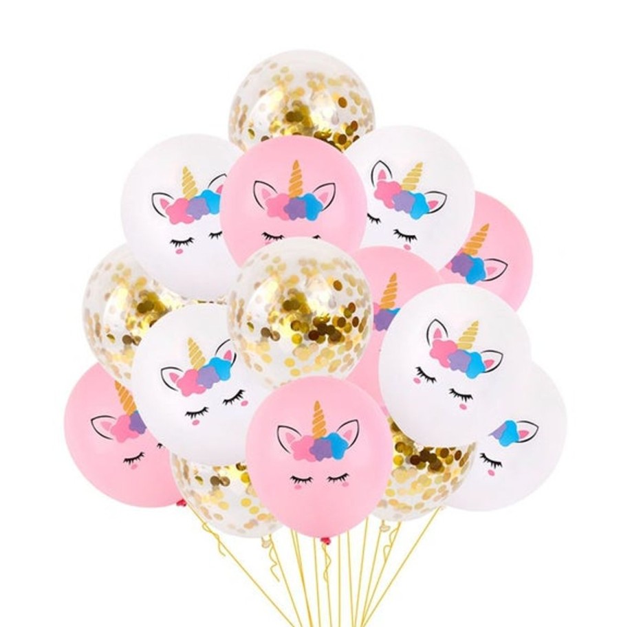 Pool Fun The Beach Company | Magical Unicorn Confetti Latex Balloons (Pack Of 15) Gold