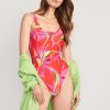 Women Old Navy Swimwear | Half-Zip One-Piece Swimsuit