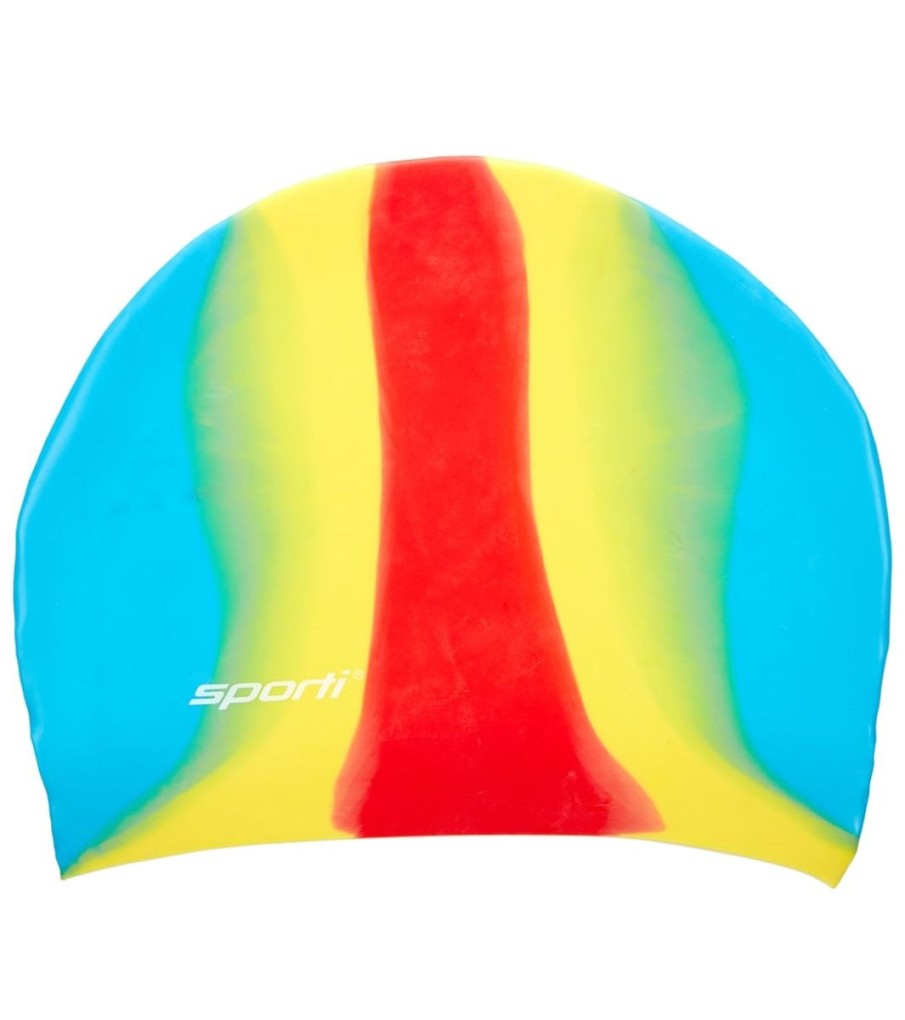 Swim Equipment Sporti | Long Hair Multi Color Silicone Swim Cap Rainbow