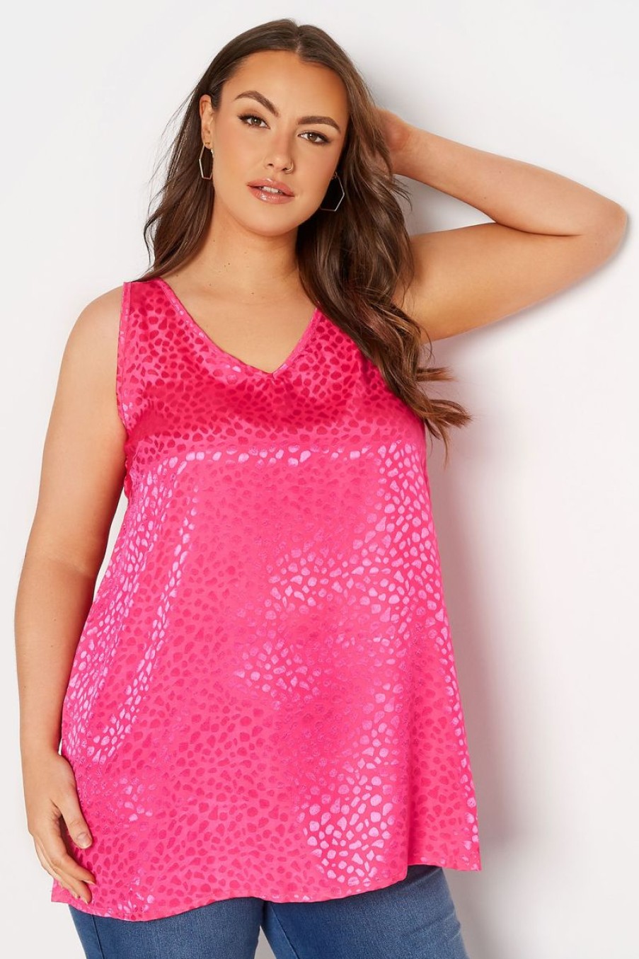 Women The Beach Company Swim & Beach | Plus Size Jacquard Satin Vest Top Pink