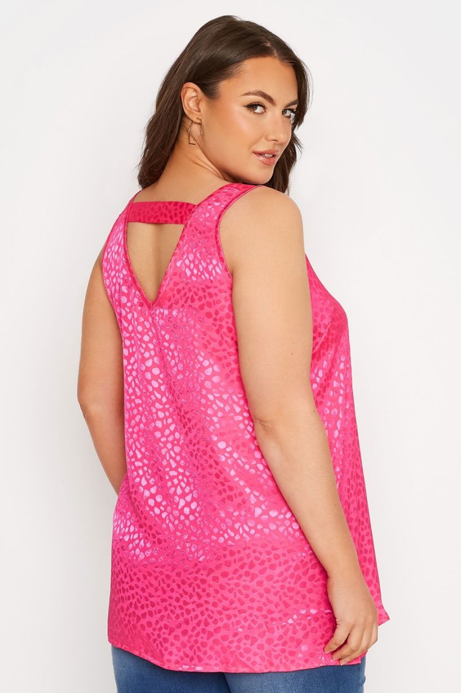 Women The Beach Company Swim & Beach | Plus Size Jacquard Satin Vest Top Pink