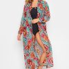 Women The Beach Company Swim & Beach | Floral Animal Print Longline Plus Size Beach Shirt