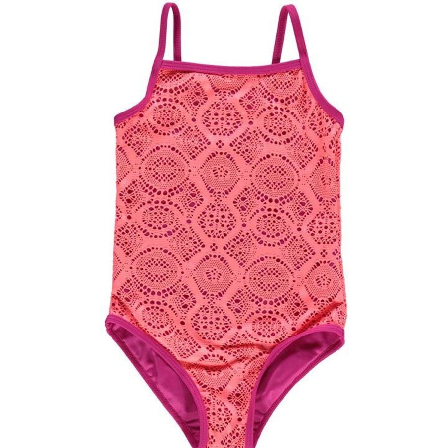 Kids The Beach Company Swimsuits For Girls | Pink Crafted Crochet Swimsuit