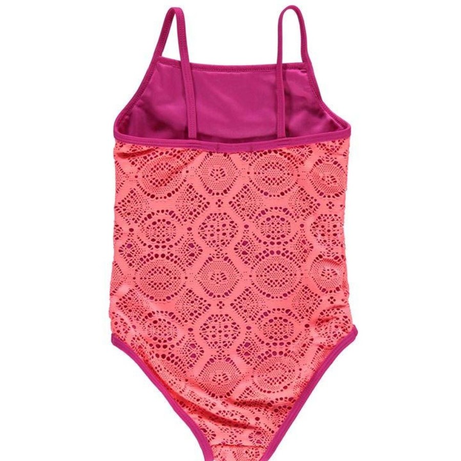 Kids The Beach Company Swimsuits For Girls | Pink Crafted Crochet Swimsuit