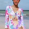 Women The Beach Company Swimwear | Spring Bunny Cutout Rashguard Swimsuit Lavender/Multi