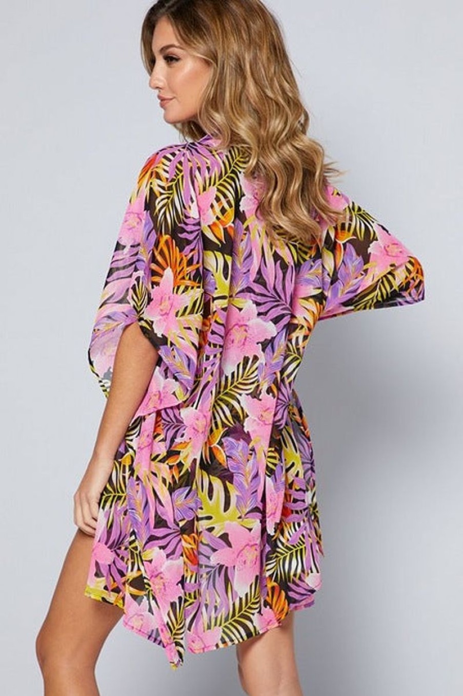 Women The Beach Company Beachwear | Hawaii Tropics Beach Cover Up Tropical Print