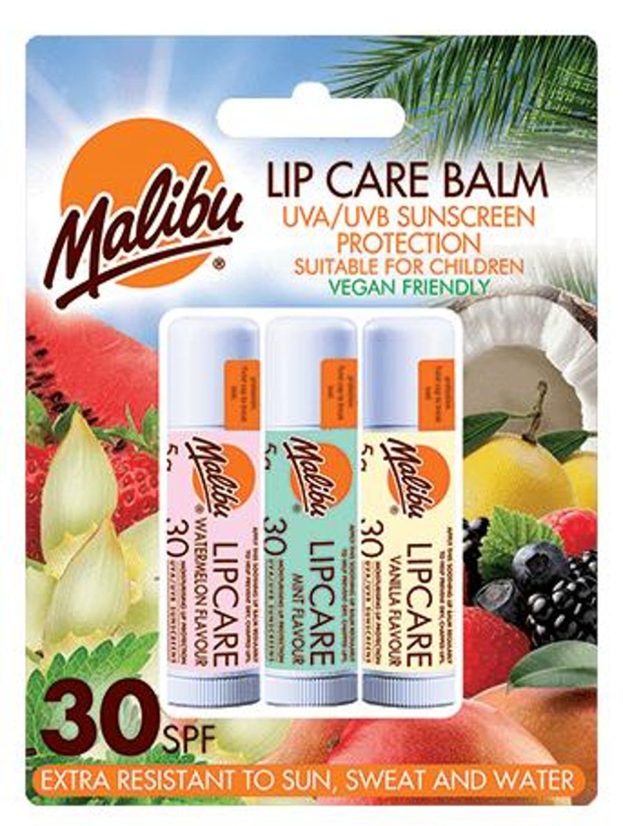 Women Malibu Sun Suncare | Lipbalm Watermelon/Mint/Vanilla 3-Pack