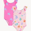 Kids Marks & Spencer Swimsuits For Girls | 2Pk Dolphin Frill Swimsuits Multi