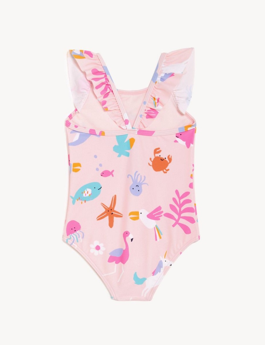 Kids Marks & Spencer Swimsuits For Girls | 2Pk Dolphin Frill Swimsuits Multi