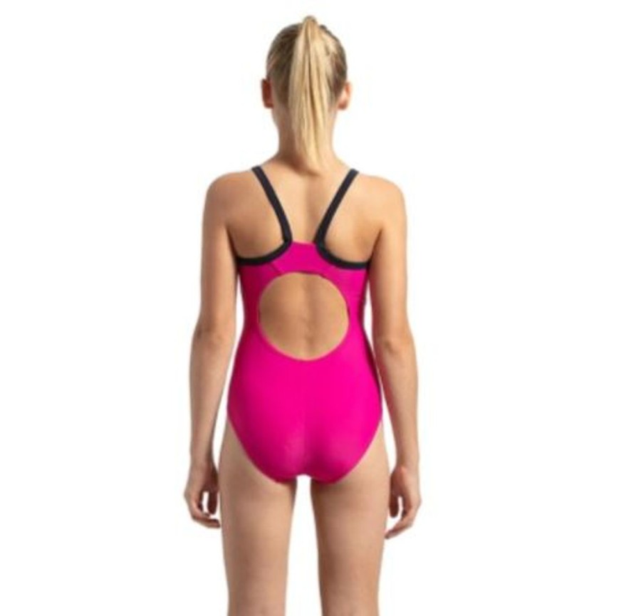 Kids Speedo Swimsuits For Girls | Speedo Gala Logo Thin Strap Muscle Back Electric Pink/True Navy