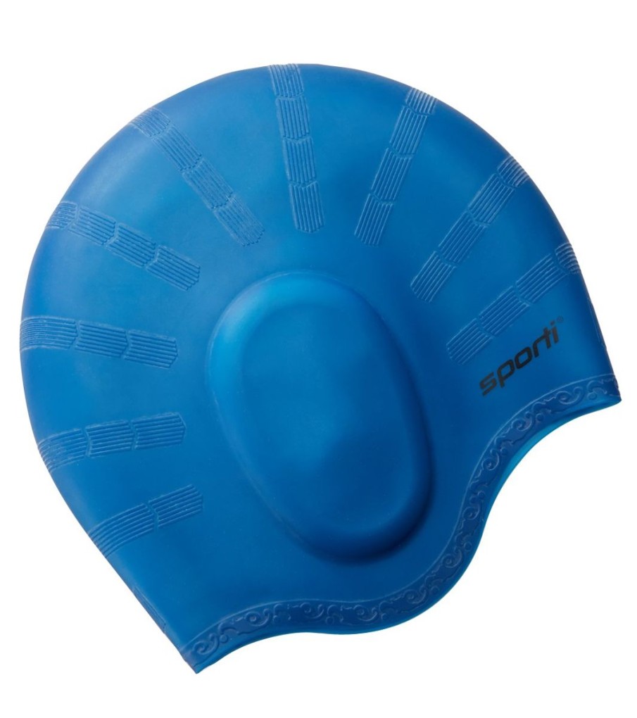 Swim Equipment Sporti | Sporti Solid Ear Protection Silicone Swim Cap Blue