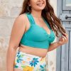 Women The Beach Company Bikini Sets | Plus Size Twist Front Shirred High Waist Set