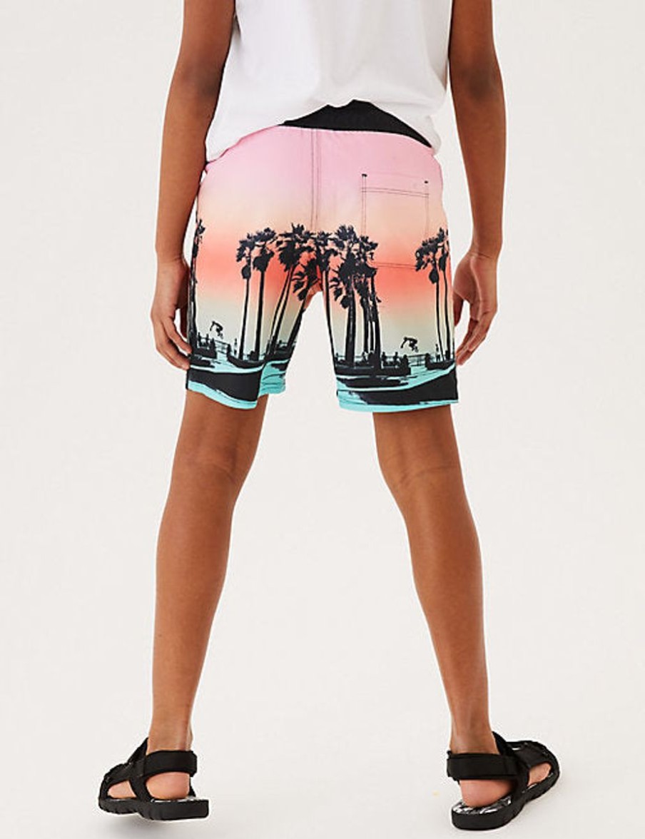 Kids Marks & Spencer Swimsuits For Boys | Palm Print Mini Me Swim Shorts Multi