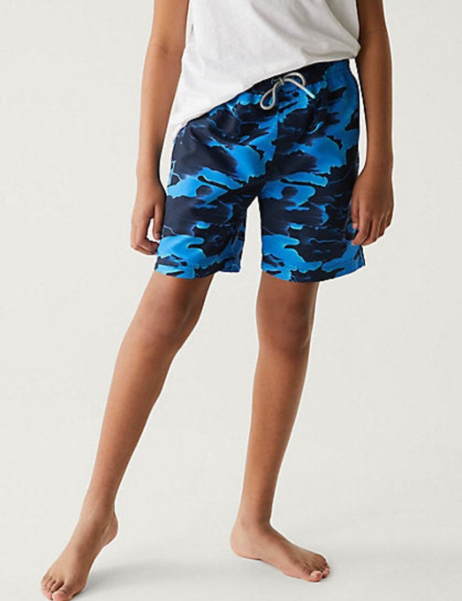 Kids Marks & Spencer Swimsuits For Boys | Camouflage Swim Shorts Navy Mix