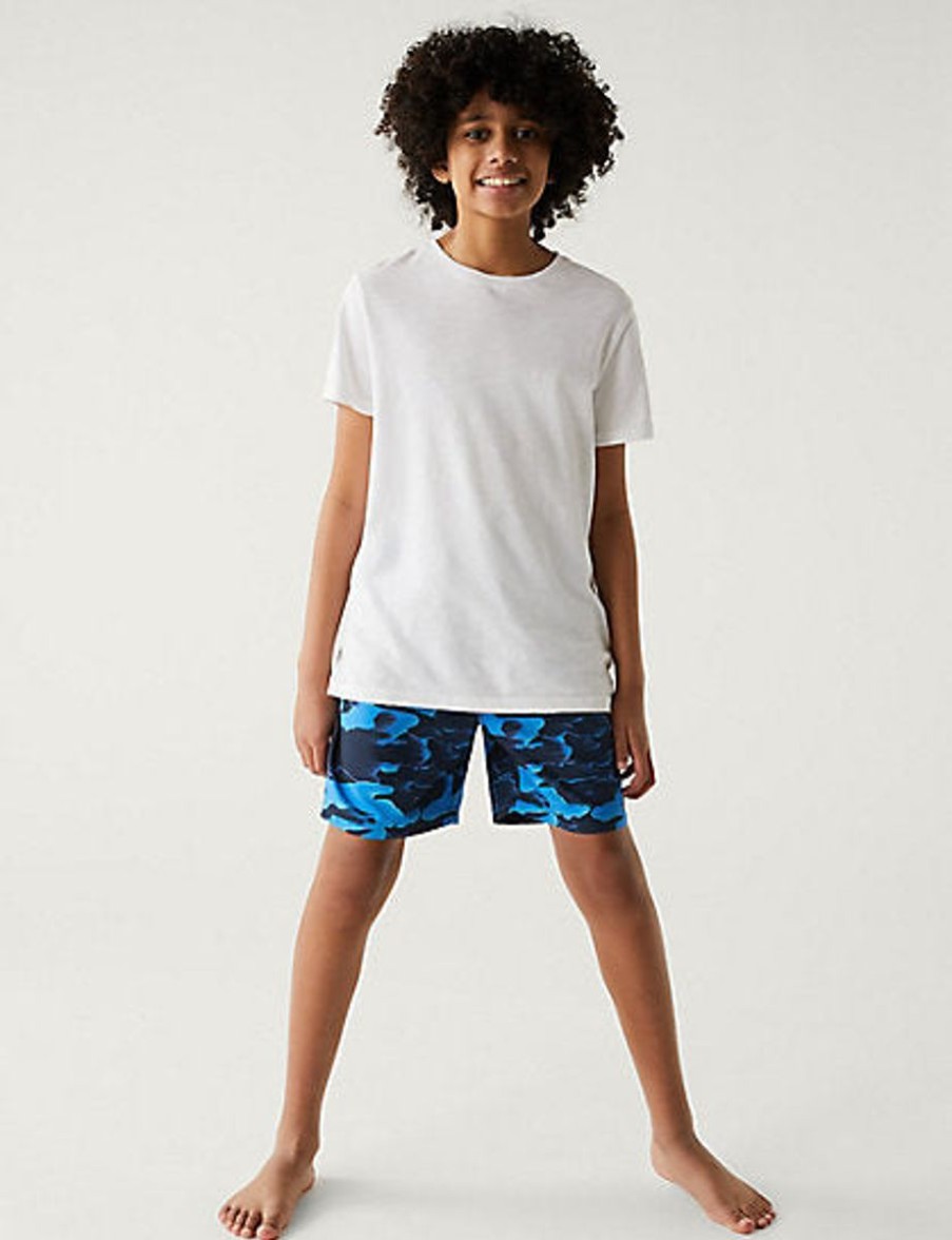 Kids Marks & Spencer Swimsuits For Boys | Camouflage Swim Shorts Navy Mix