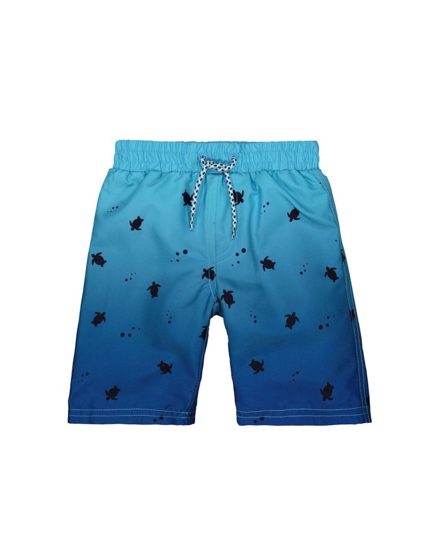 Kids Mothercare Swimsuits For Boys | Blue Ombre Turtle Board Shorts