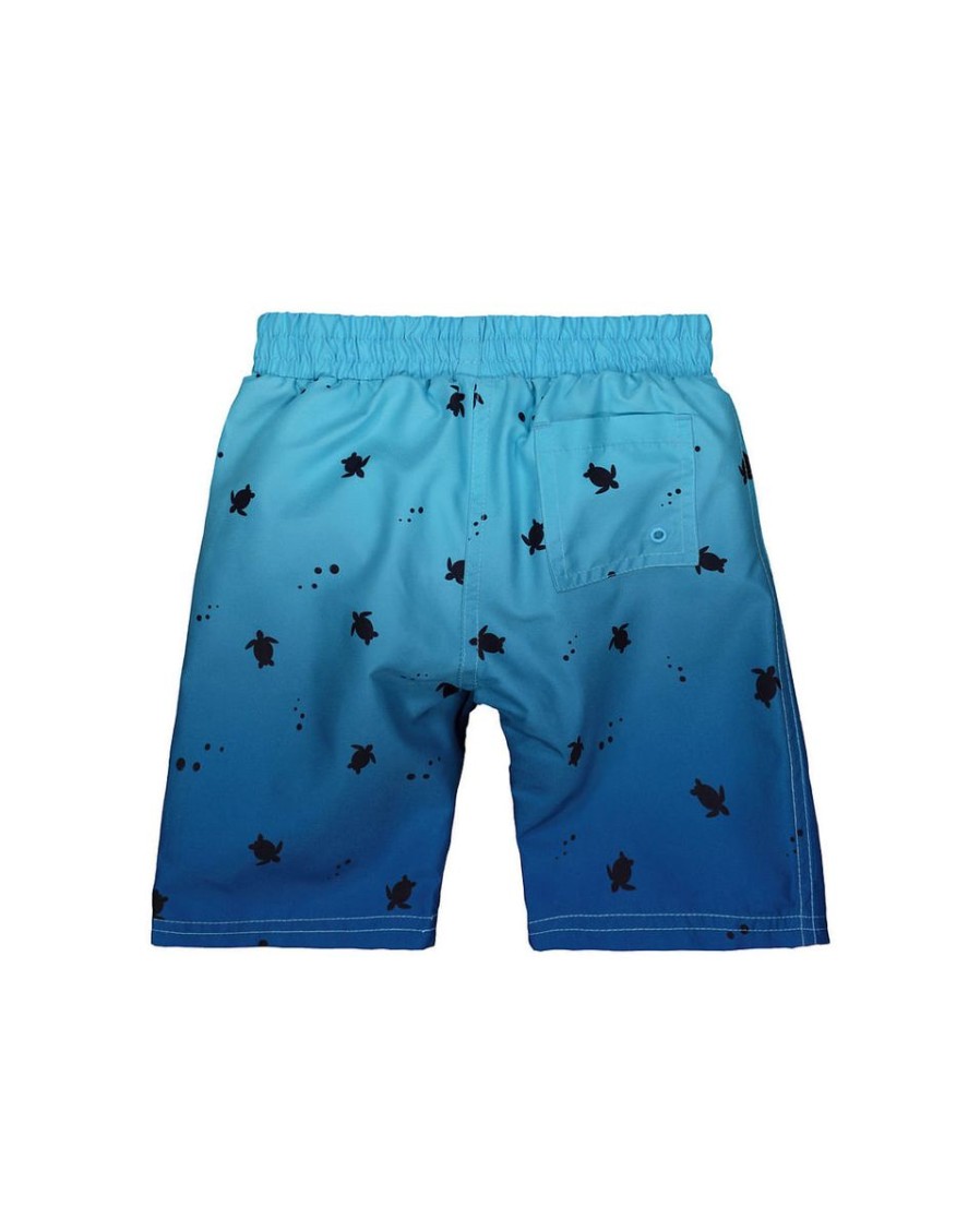 Kids Mothercare Swimsuits For Boys | Blue Ombre Turtle Board Shorts