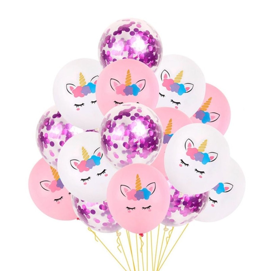 Pool Fun The Beach Company | Magical Unicorn Confetti Latex Balloons (Pack Of 15) Pink