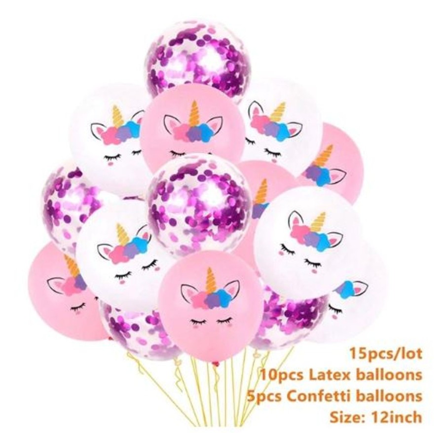 Pool Fun The Beach Company | Magical Unicorn Confetti Latex Balloons (Pack Of 15) Pink