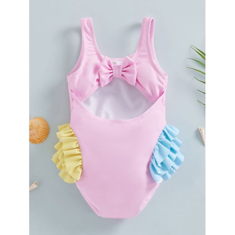 Kids The Beach Company Swimsuits For Girls | Sea Horse Print Ruffle Swimsuit Baby Pink