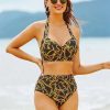 Women The Beach Company Bikini Sets | Criss-Cross Halter High Waist Bikini Set