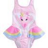 Kids The Beach Company Swimsuits For Toddlers | Baby Swan Print Ruffle Swimsuit Pink