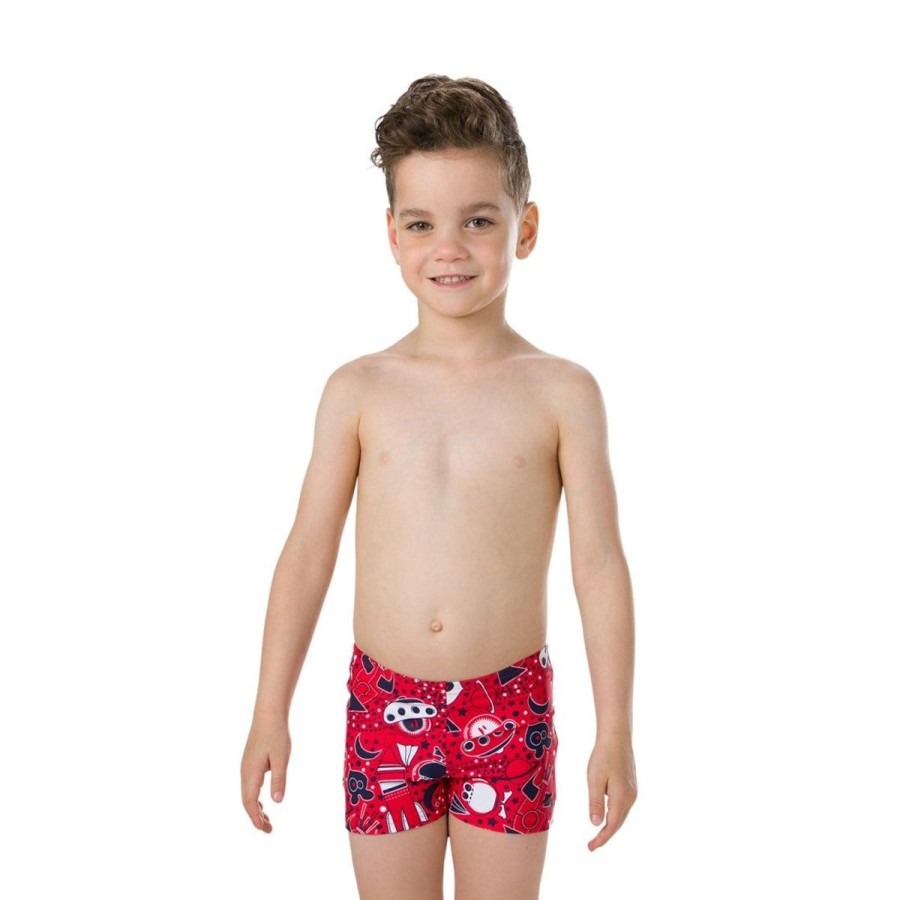 Kids Speedo Swimsuits For Boys | Speedo Essential Aquashort Risk Red/Navy/White