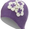 Swim Equipment Sporti | Floral Bubble Swim Cap Purple/Ivory Flowers