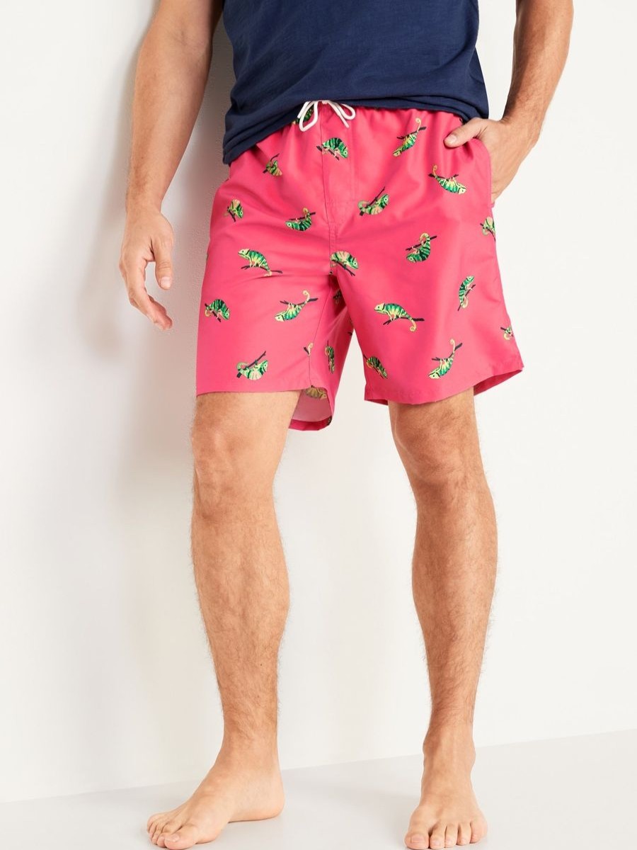 Men Old Navy Swimwear And Board Shorts | Trance Print Swim Shorts Pink