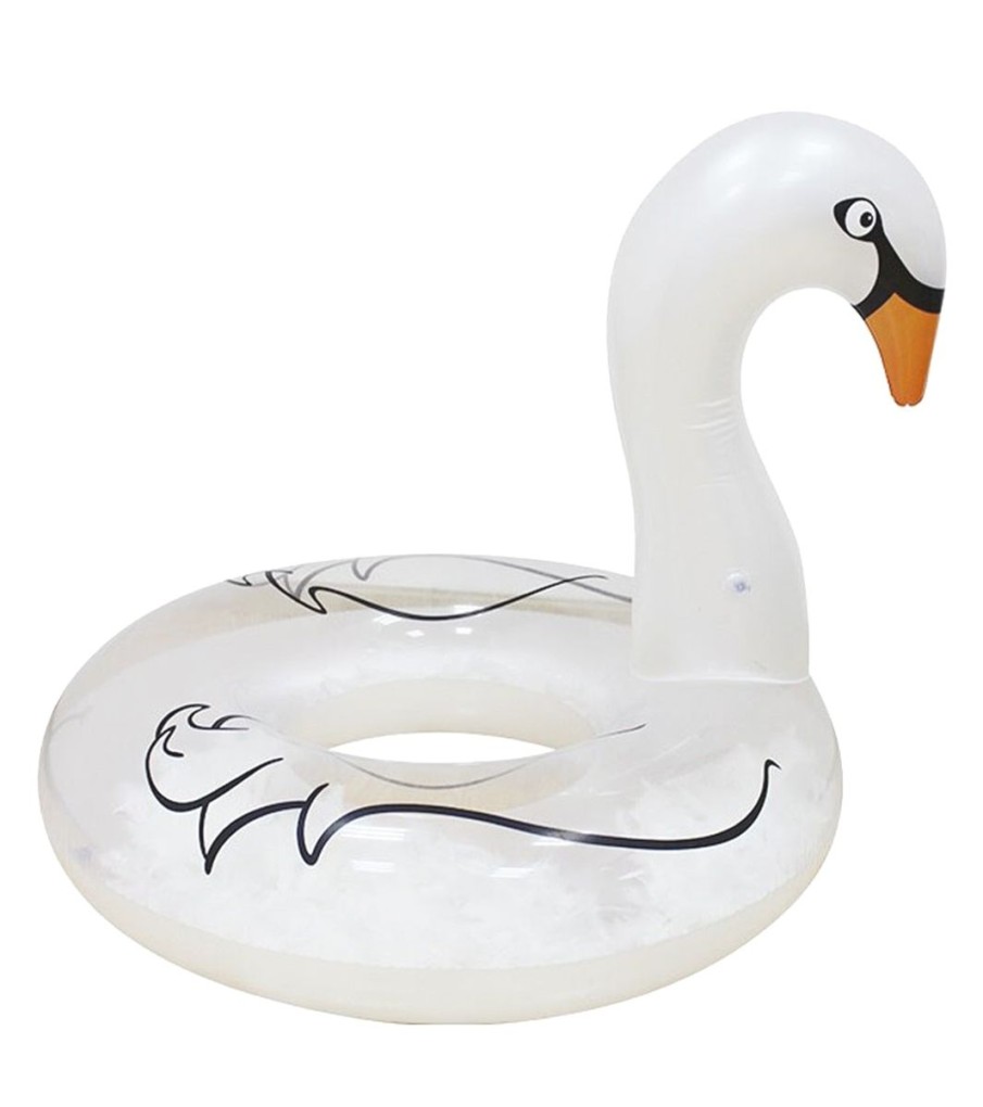 Pool Fun ClubSwim | Swan Inflatable Pool Swim Float Tube With Feather 40"