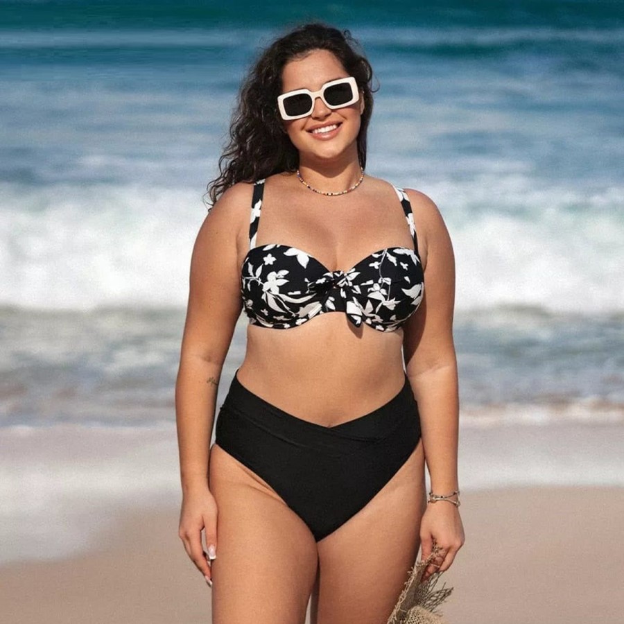 Women The Beach Company Swim & Beach | Retro Underwired Plus Size High Waist Bikini Set Monochrome