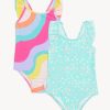 Kids Marks & Spencer Swimsuits For Girls | 2Pk Striped & Floral Swimsuit Multi