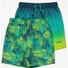 Kids George Swimsuits For Boys | Green Swim Shorts 2 Pack Ombre/Palm Leaf