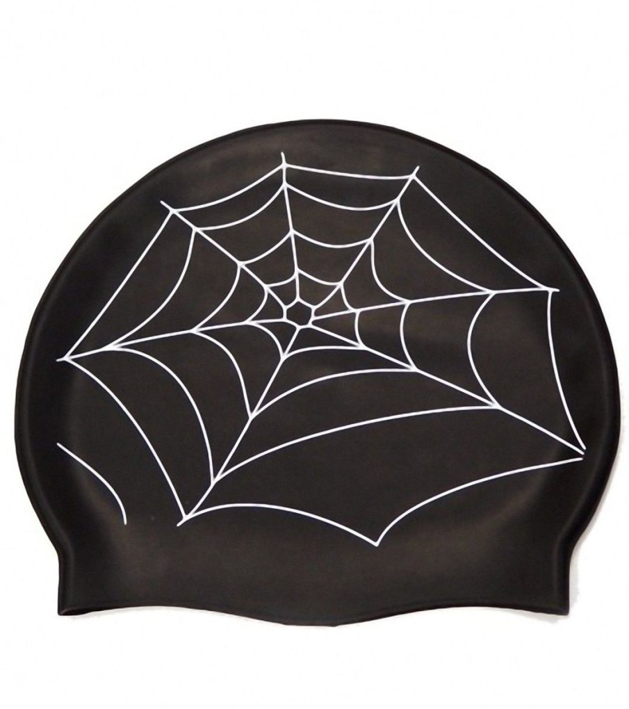 Swim Equipment Bettertimes | Spiderweb Solid Latex Swim Cap Black