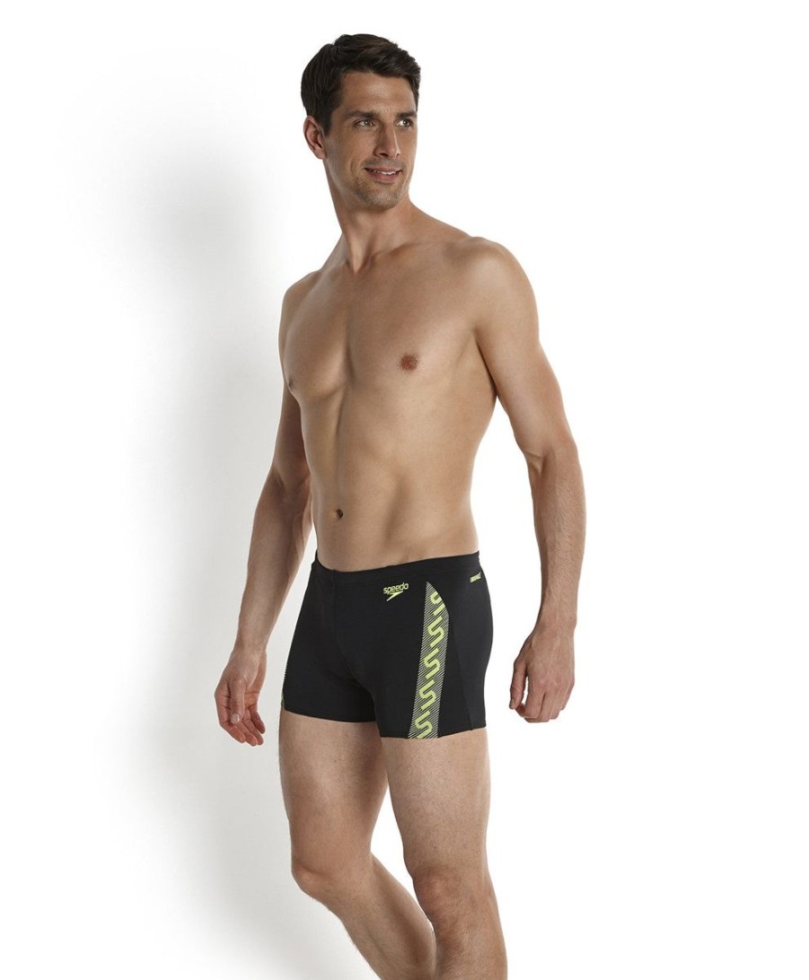 Men Speedo Swimwear And Board Shorts | Speedo Monogram Aquashort Black/Fluo Yellow