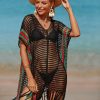 Women The Beach Company Beachwear | Boho Gradient Crochet Cover Up Black